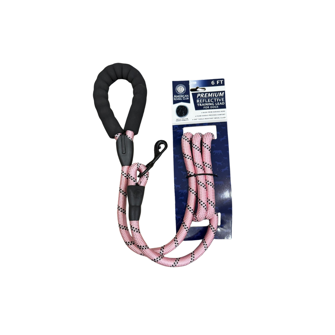 Correa Reflectiva Premium AKC 6 ft – Rosa