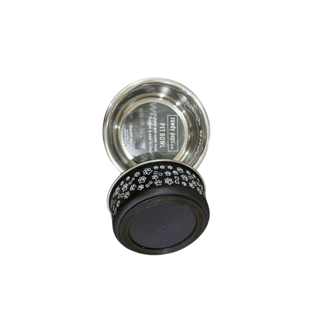 Plato de Acero Inoxidable para Perros con Base Antideslizante
